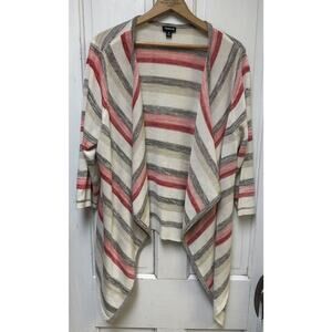 Torrid Size 2 Cardigan Beige Striped Waterfall Style